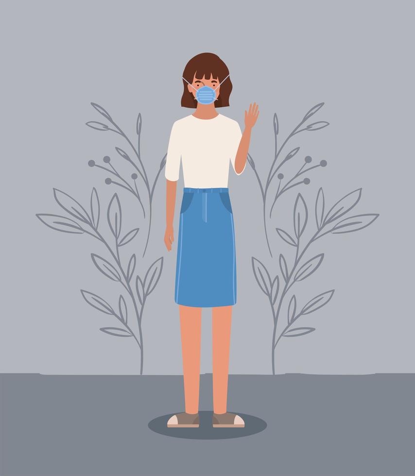 avatar mujer con diseño de máscara vector