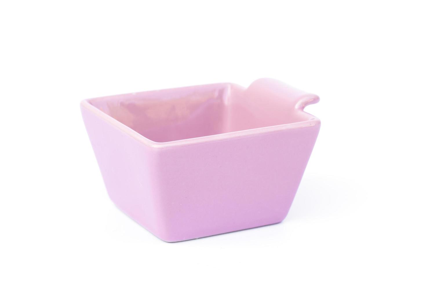 Square pink bowl on a white background photo