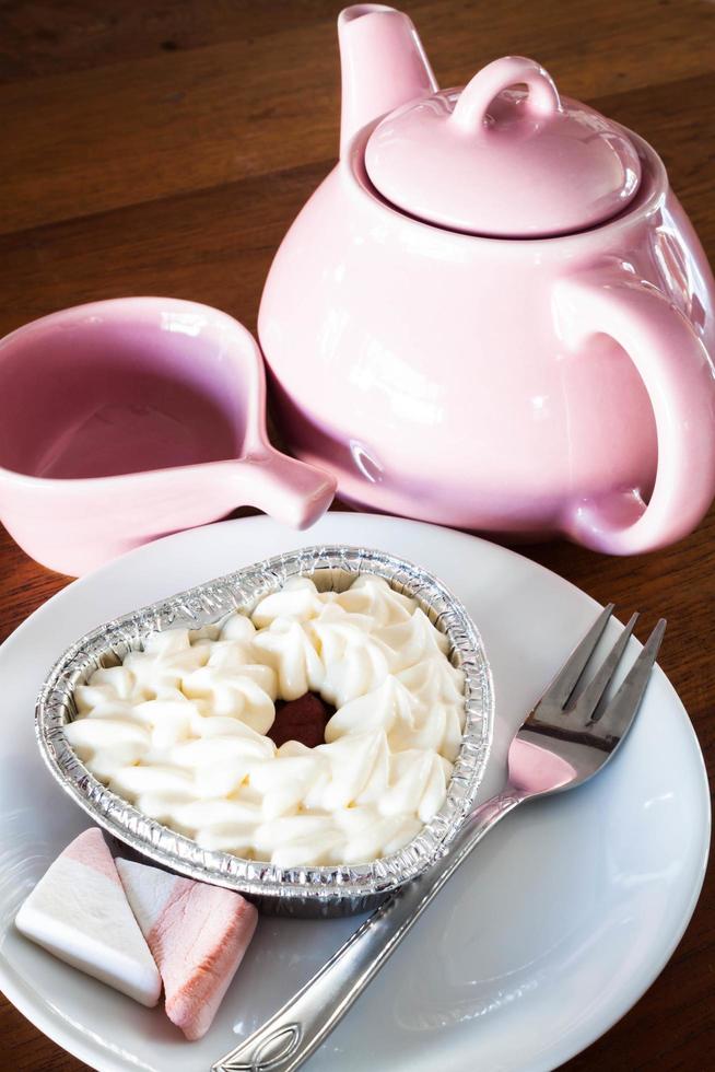 pausa para el té con tarta de queso foto