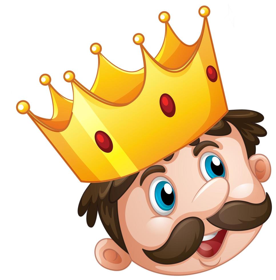 Crown on king head cartoon isolated on white background vector