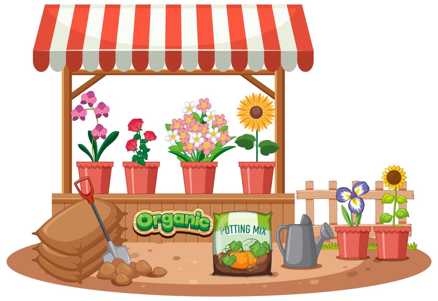Isolated flower shop on white background vector