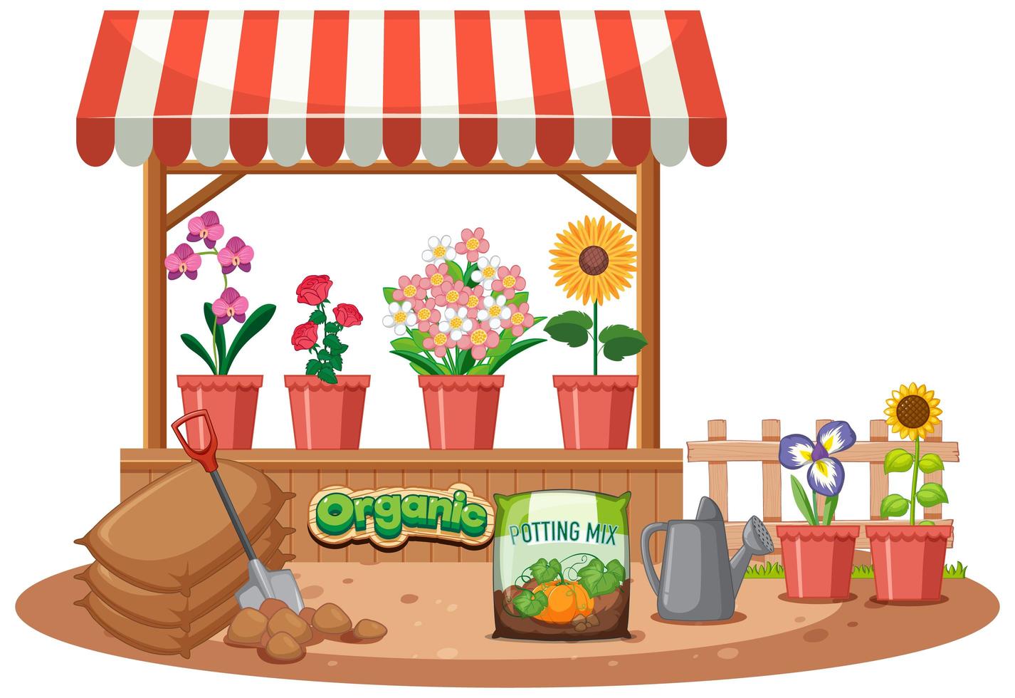 Tienda de flores aisladas sobre fondo blanco. vector