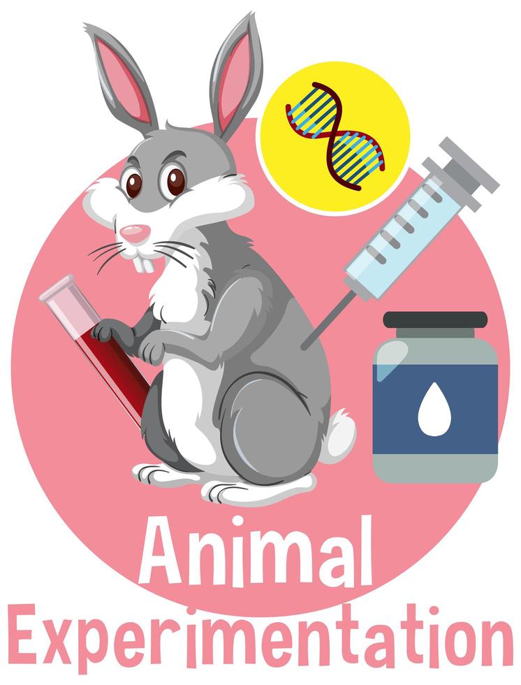 Animal Experimentation font with a rabbit logo in cartoon style vector