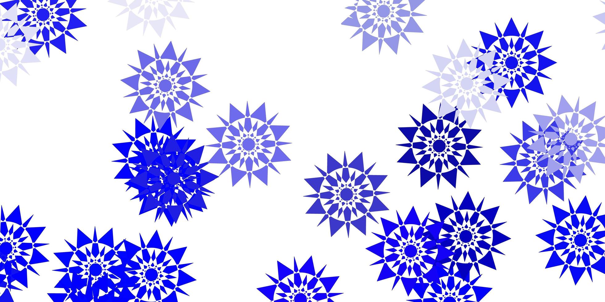 patrón azul claro con copos de nieve de colores. vector