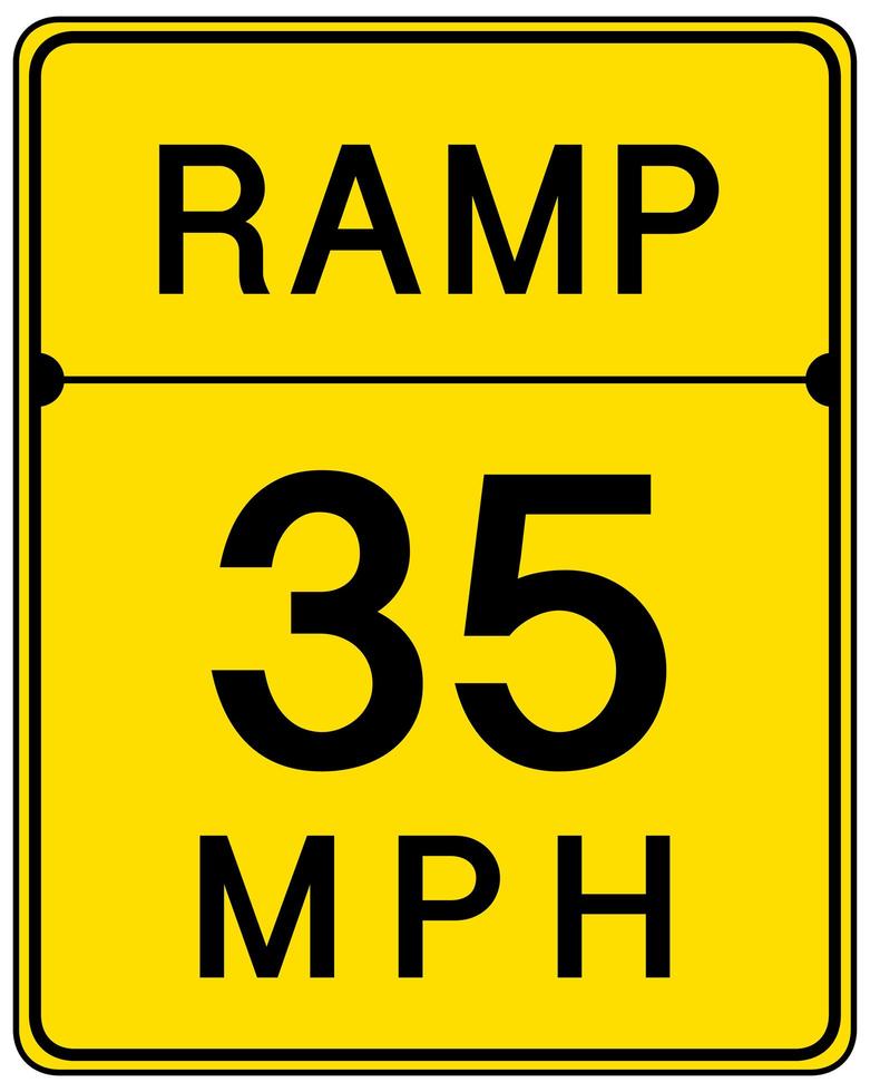 Ramp 35 MPH sign isolated on white background vector