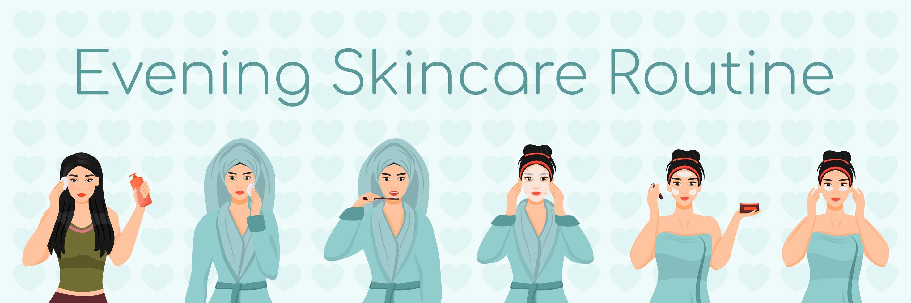 Female evening skincare routine vector