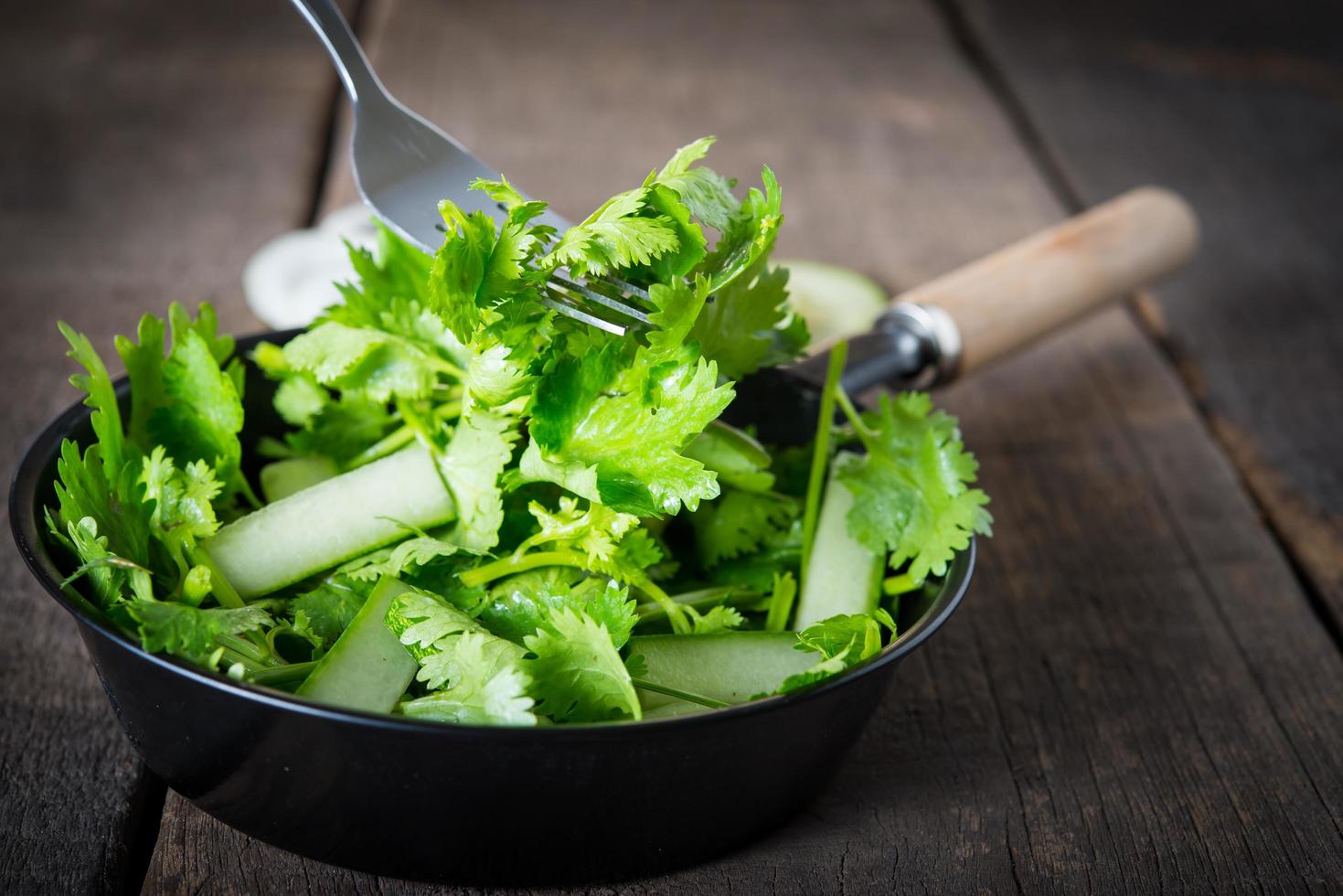 Fresh cilantro with cucumber and onion photo