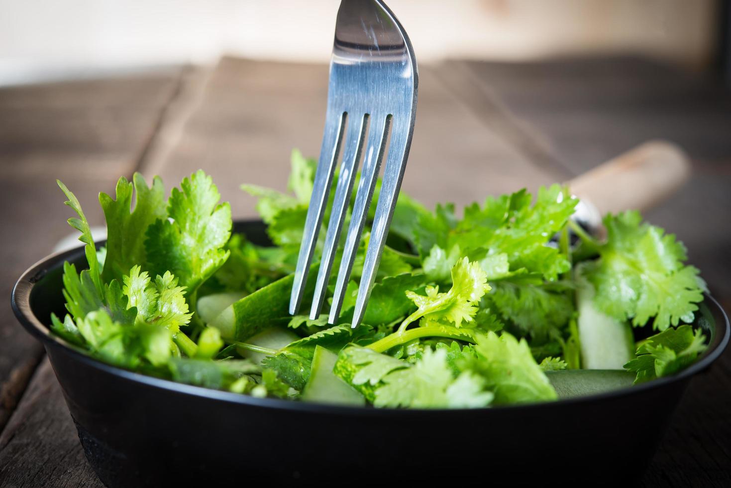 Fresh cilantro with cucumber and onion photo