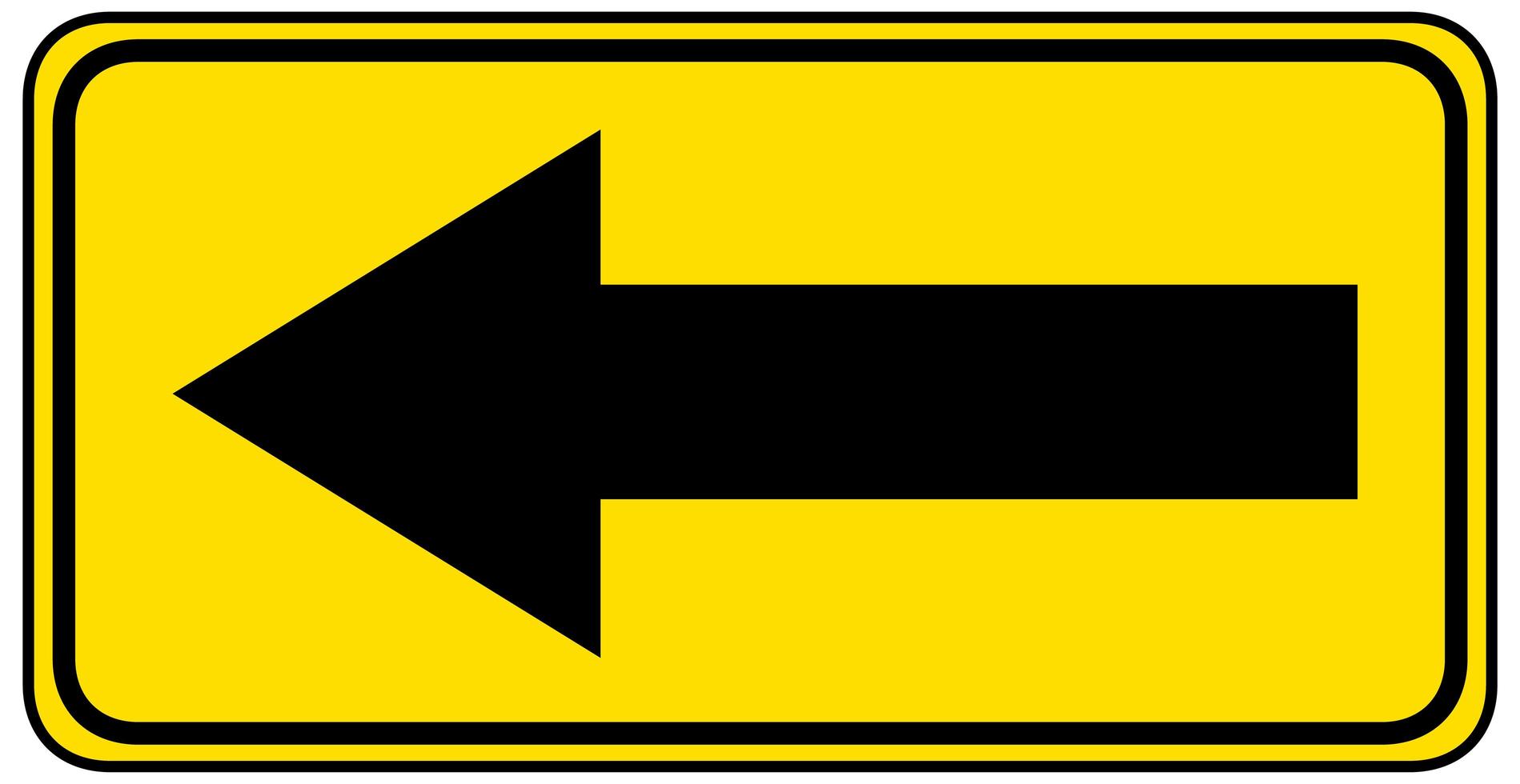 Sharp curve to left yellow sign on white background vector