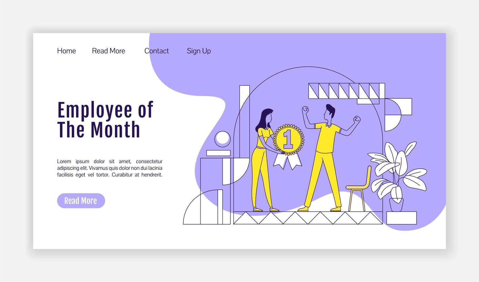 Employee of the month landing page vector