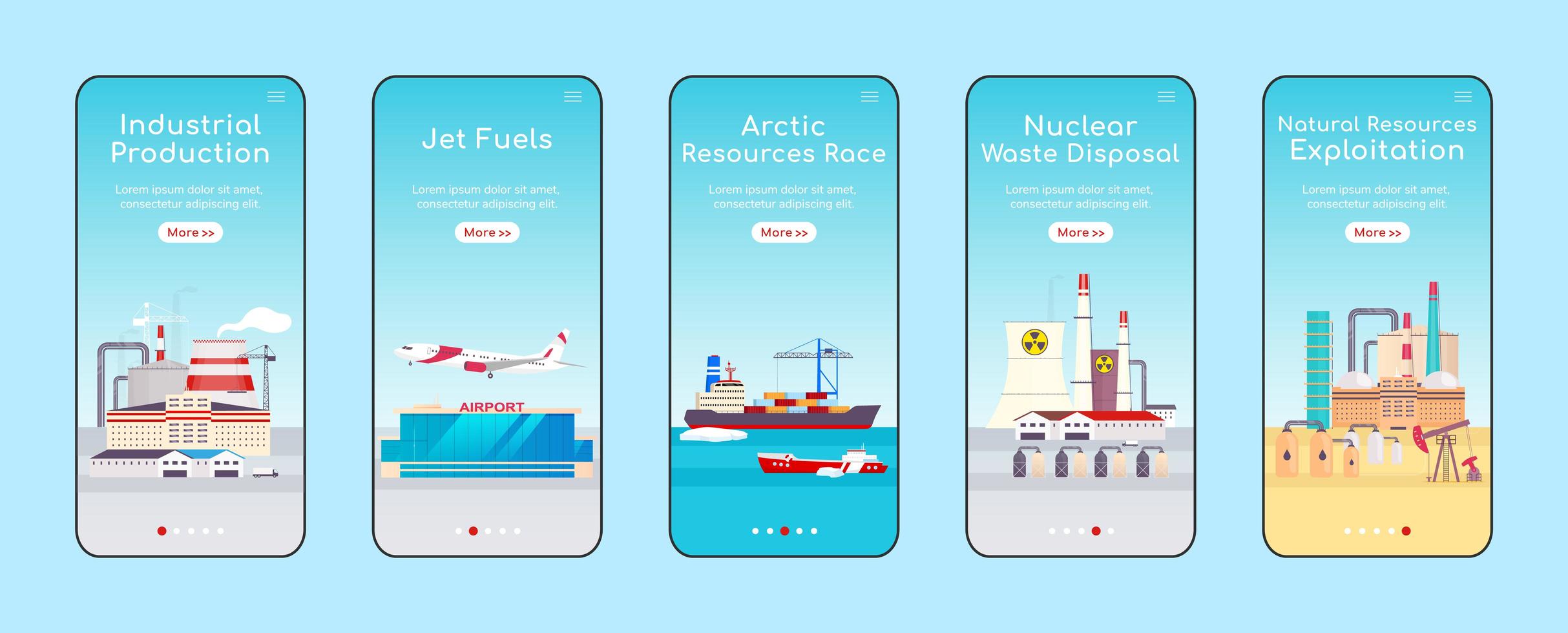 Industrial plants onboarding mobile app screen vector