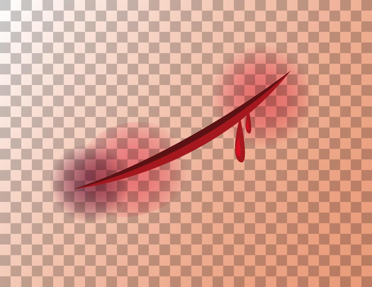 Lacerations skin wound on transparent background vector