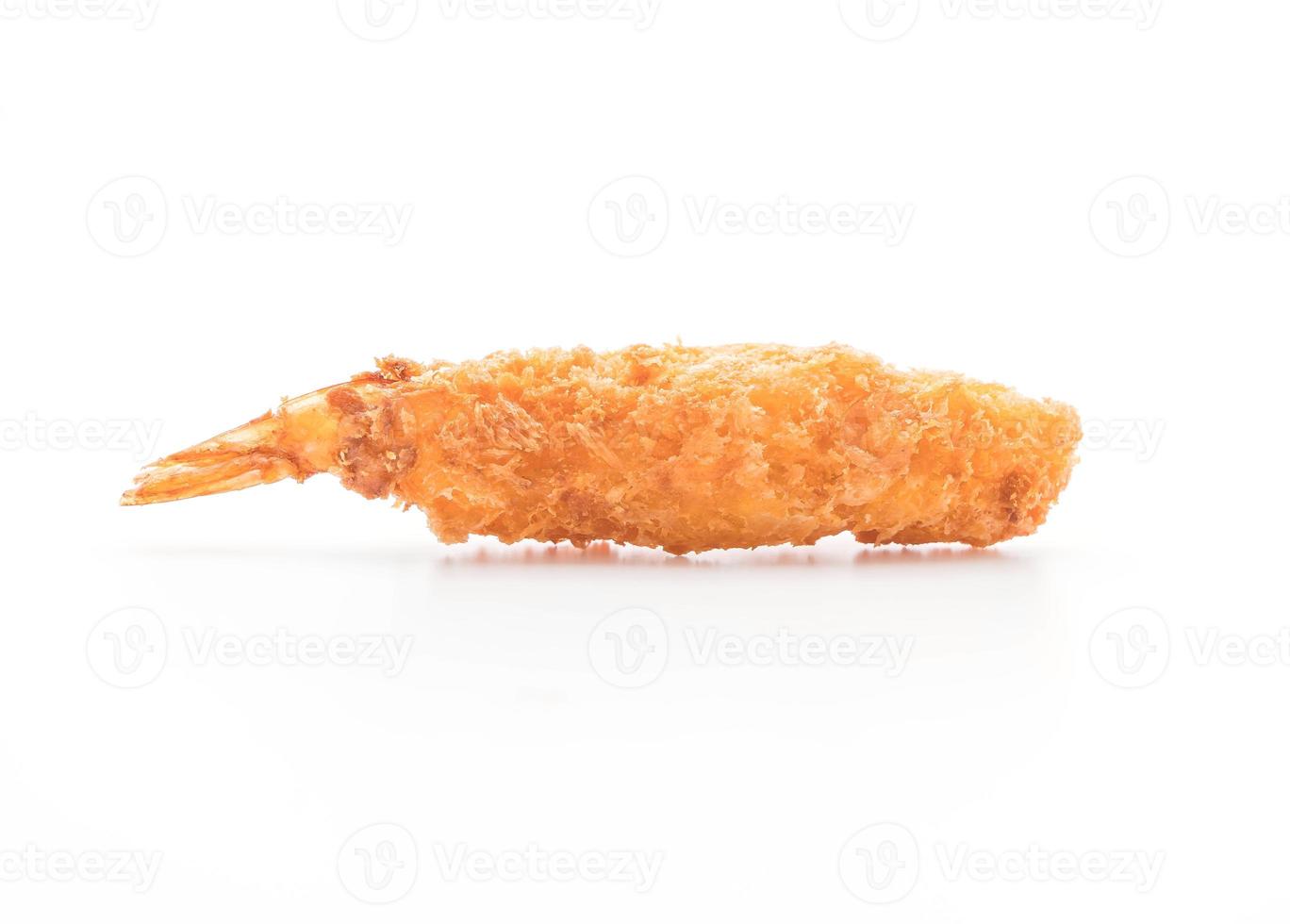 Batter-fried prawns on white background photo