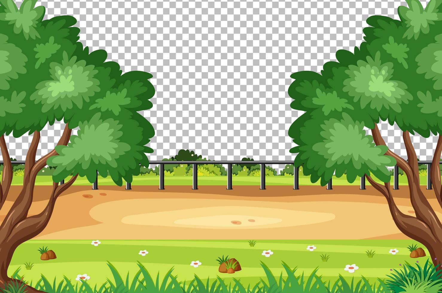 Blank nature park scene landscape on transparent background vector