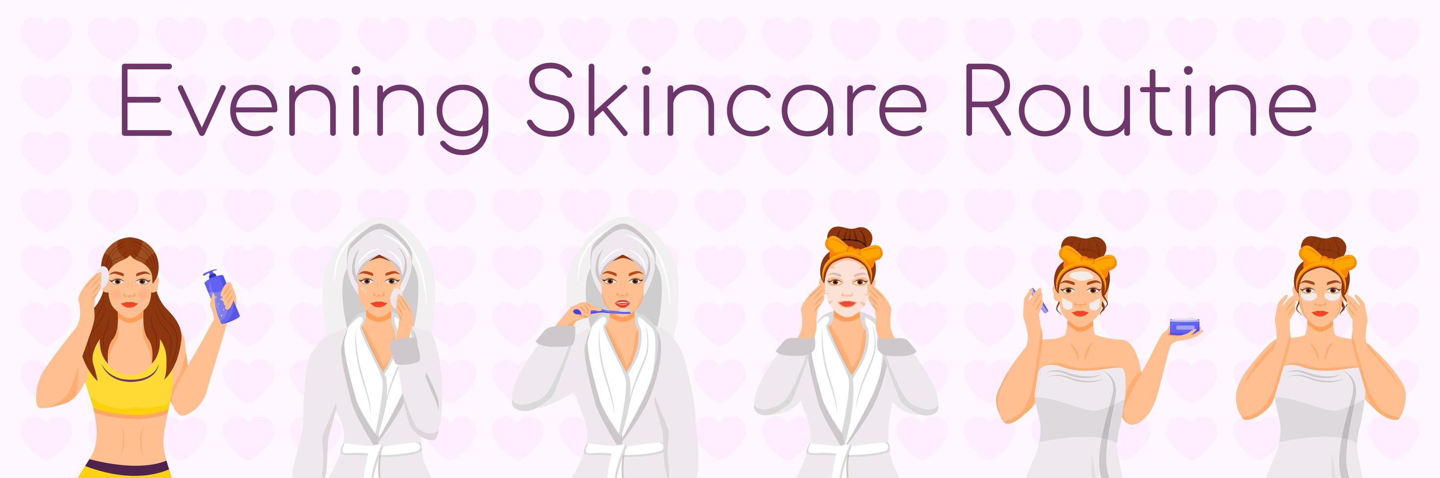 Evening skincare routine set vector