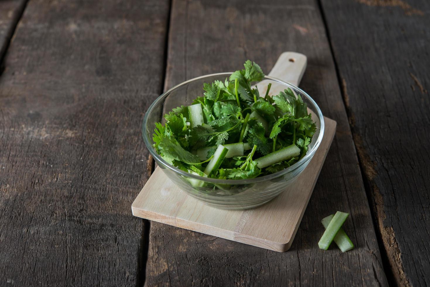 Fresh cilantro with cucumber and onion photo