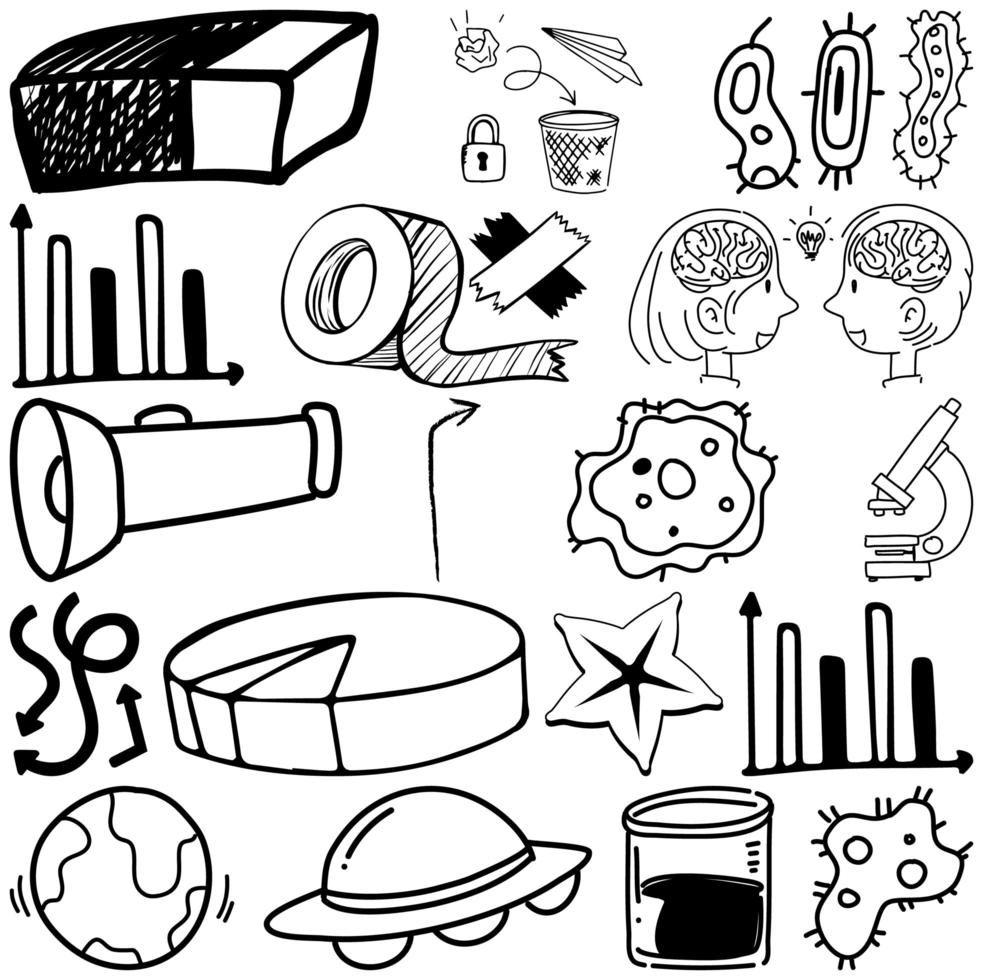 Set of item and symbol hand drawn doodle vector