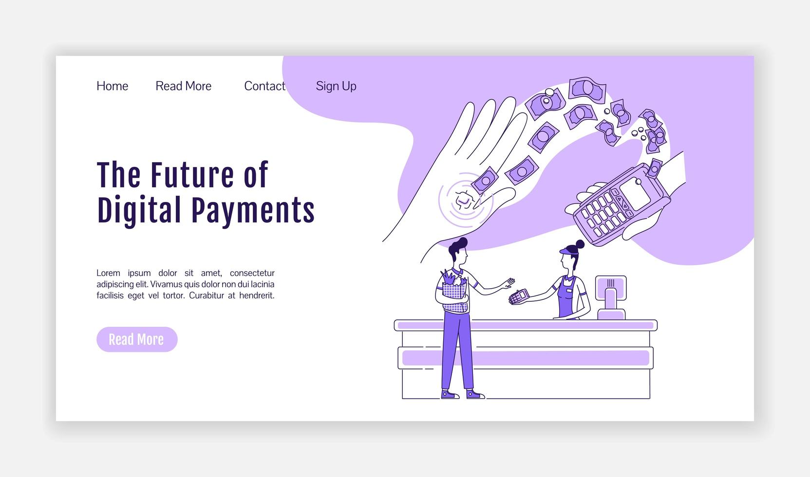 Digital payments landing page vector