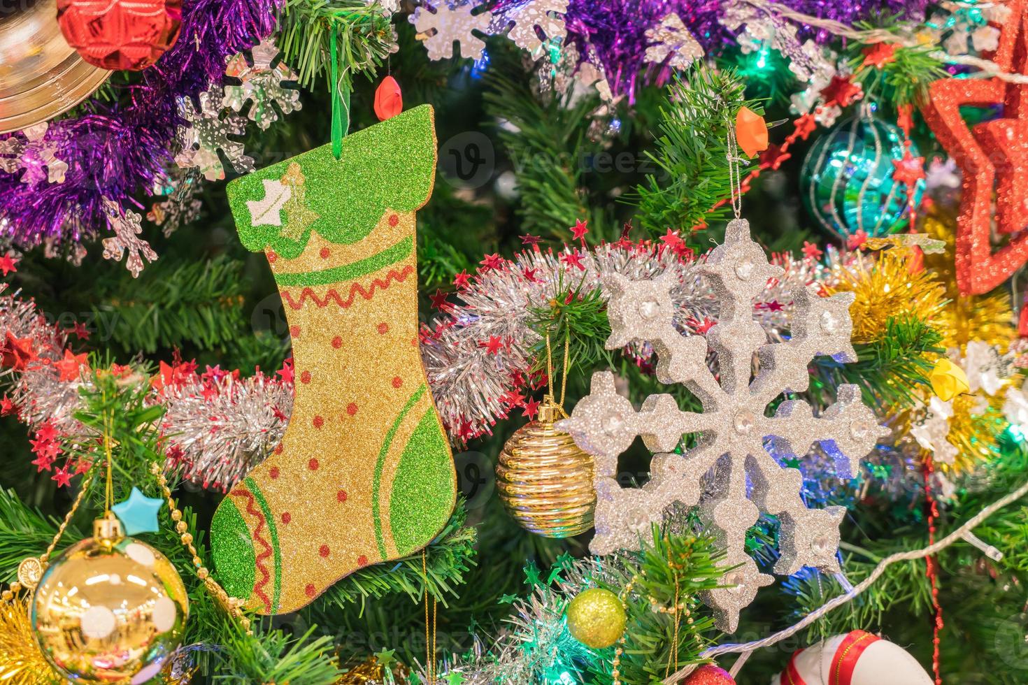 Close-up of a Christmas tree with ornaments photo