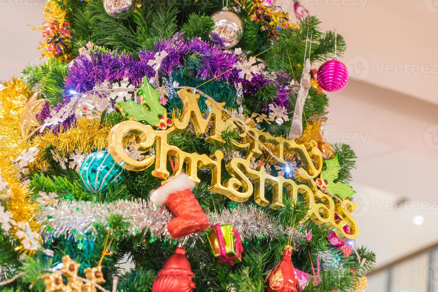 Close-up of a Christmas tree with ornaments photo