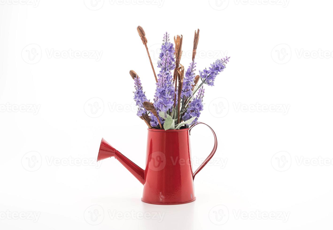 Statice and caspia flowers in a vase on white background photo