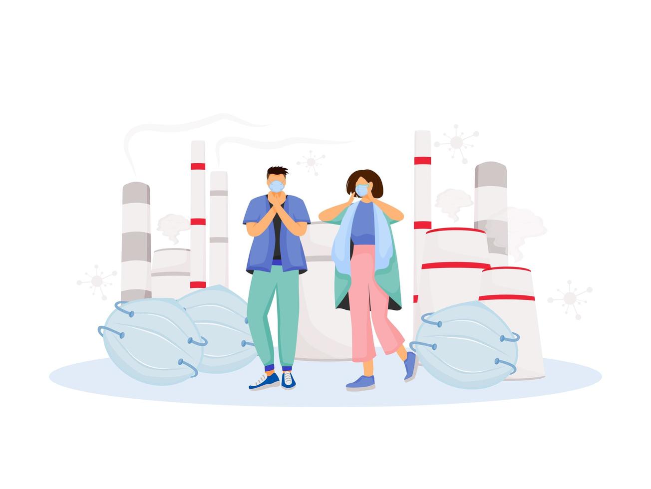Man and woman in face masks vector