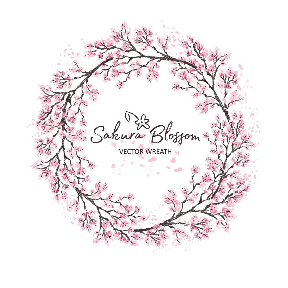 Sakura japan cherryt with blooming flowers watercolor vector