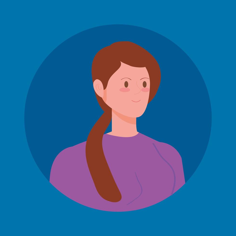 Round avatar with young woman vector