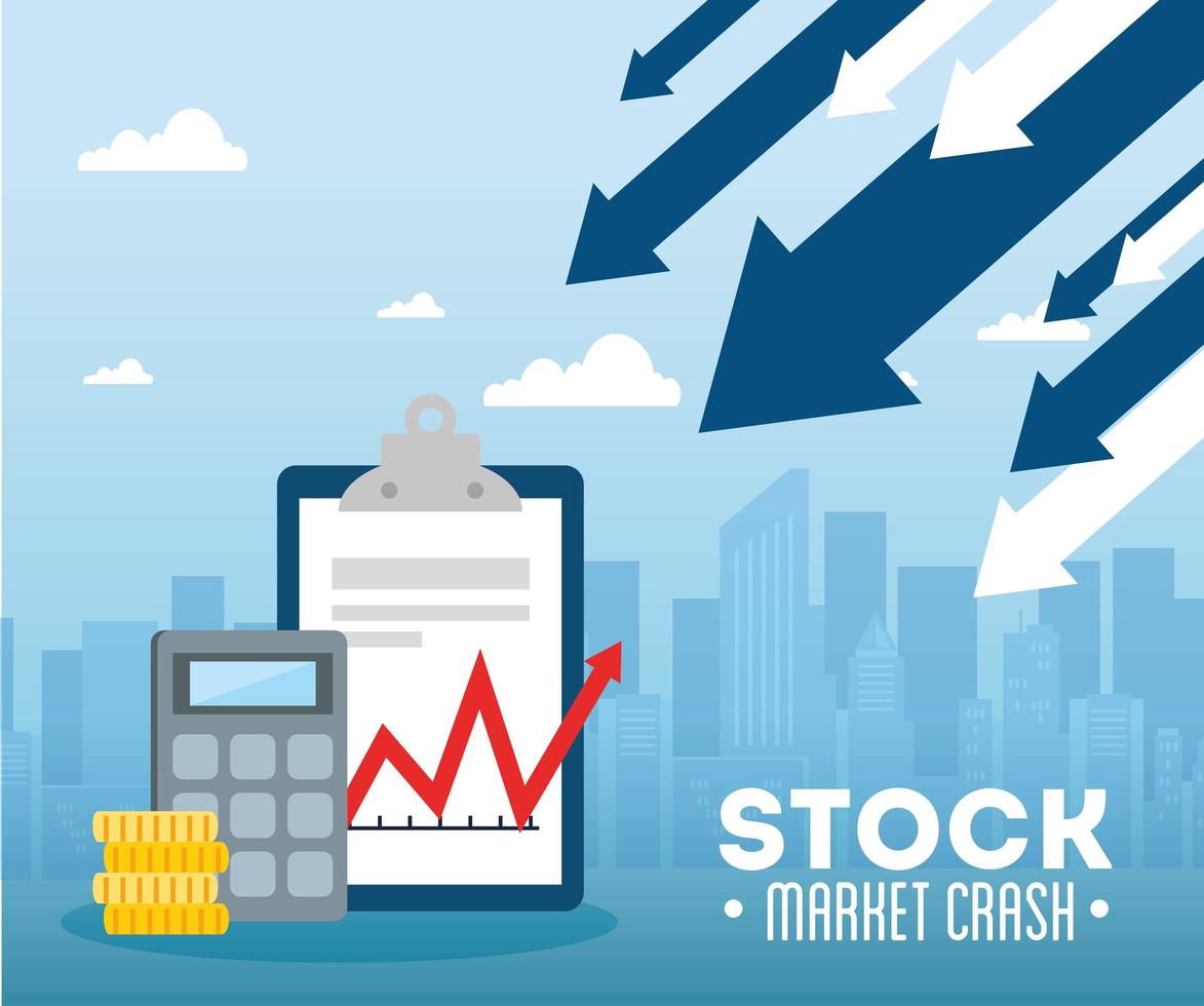 Stock market crash banner with arrows down vector