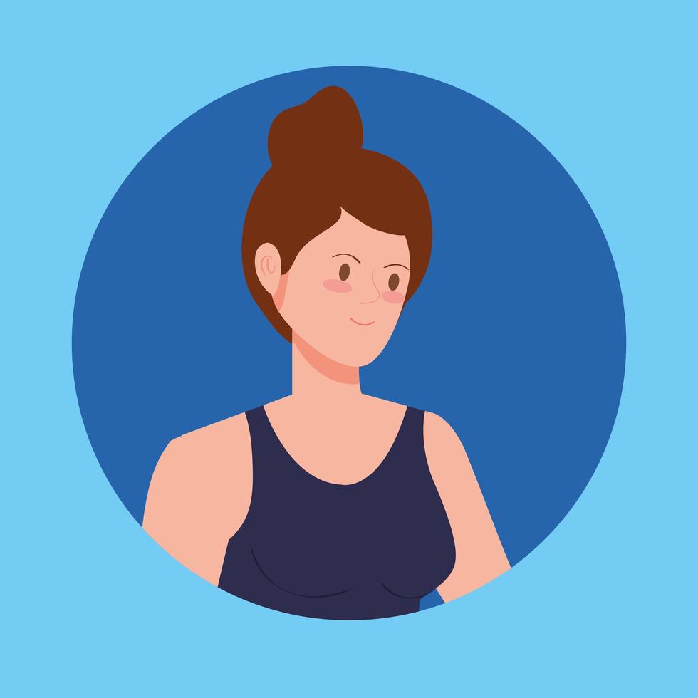 Round avatar with young woman vector