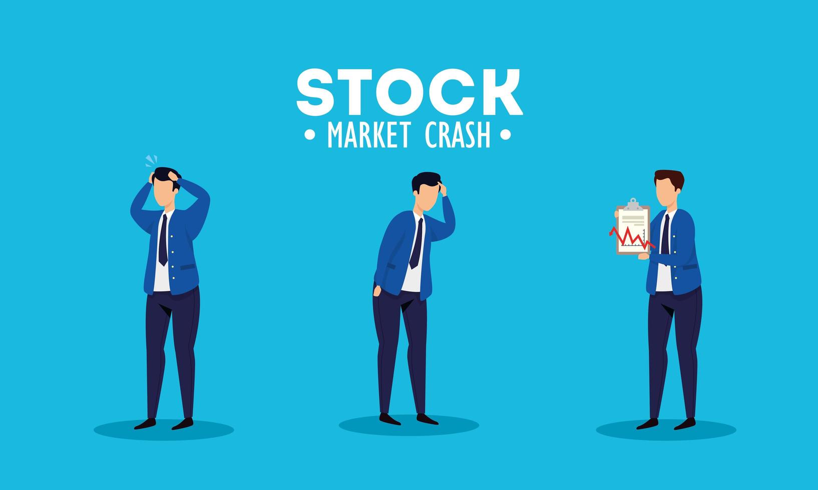 Stock market crash with worried businessmen vector