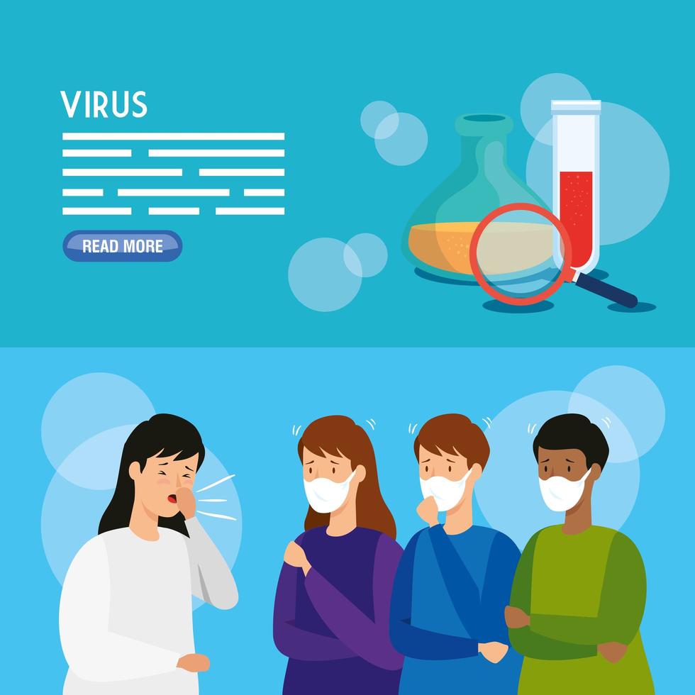 conjunto de banners médicos de coronavirus vector