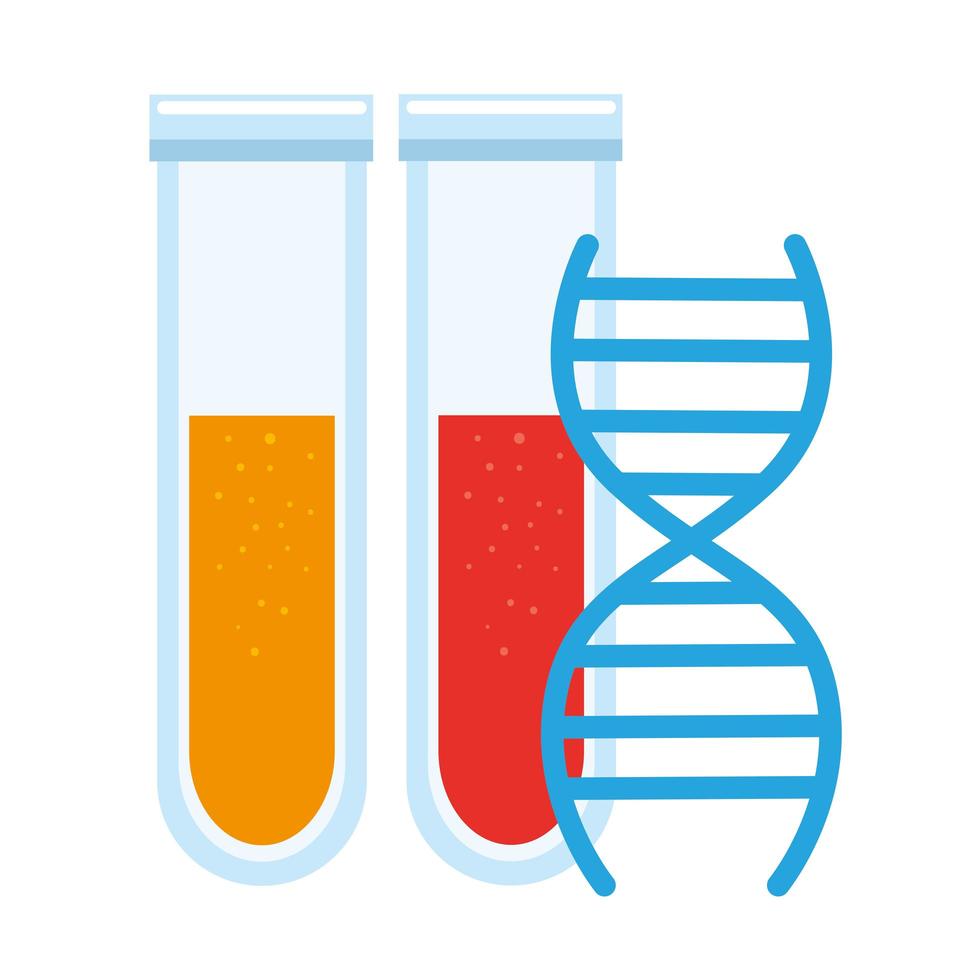 Test tubes with DNA structure icon vector