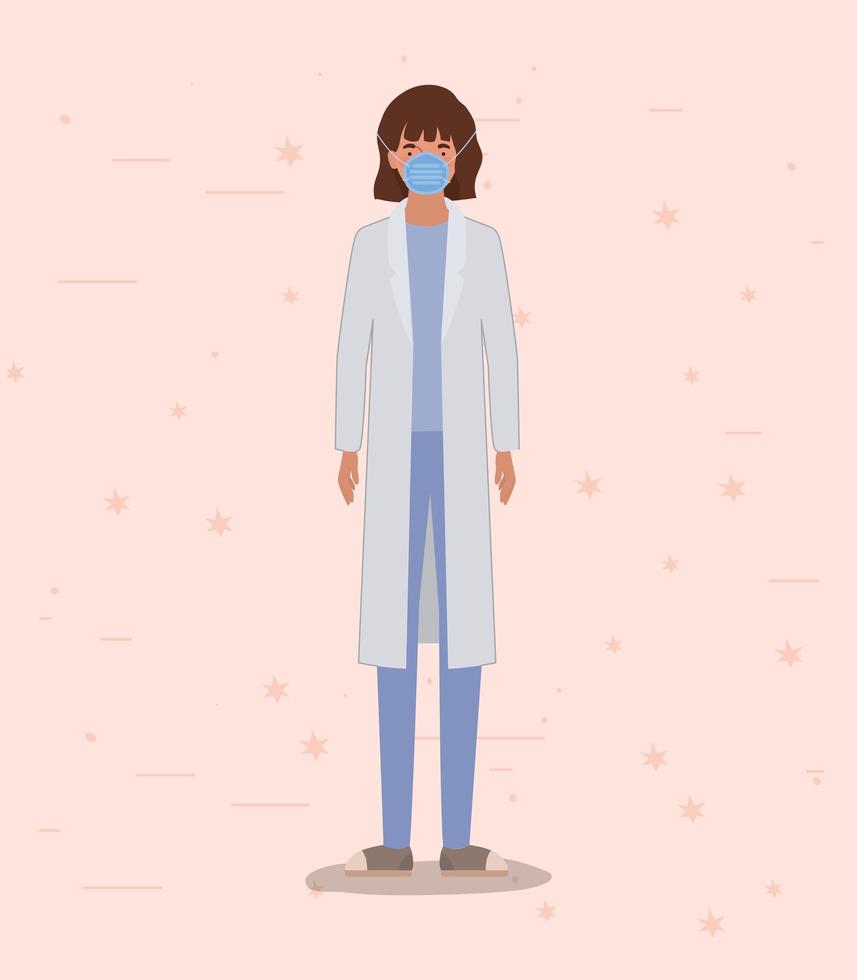 Woman doctor with uniform and mask vector