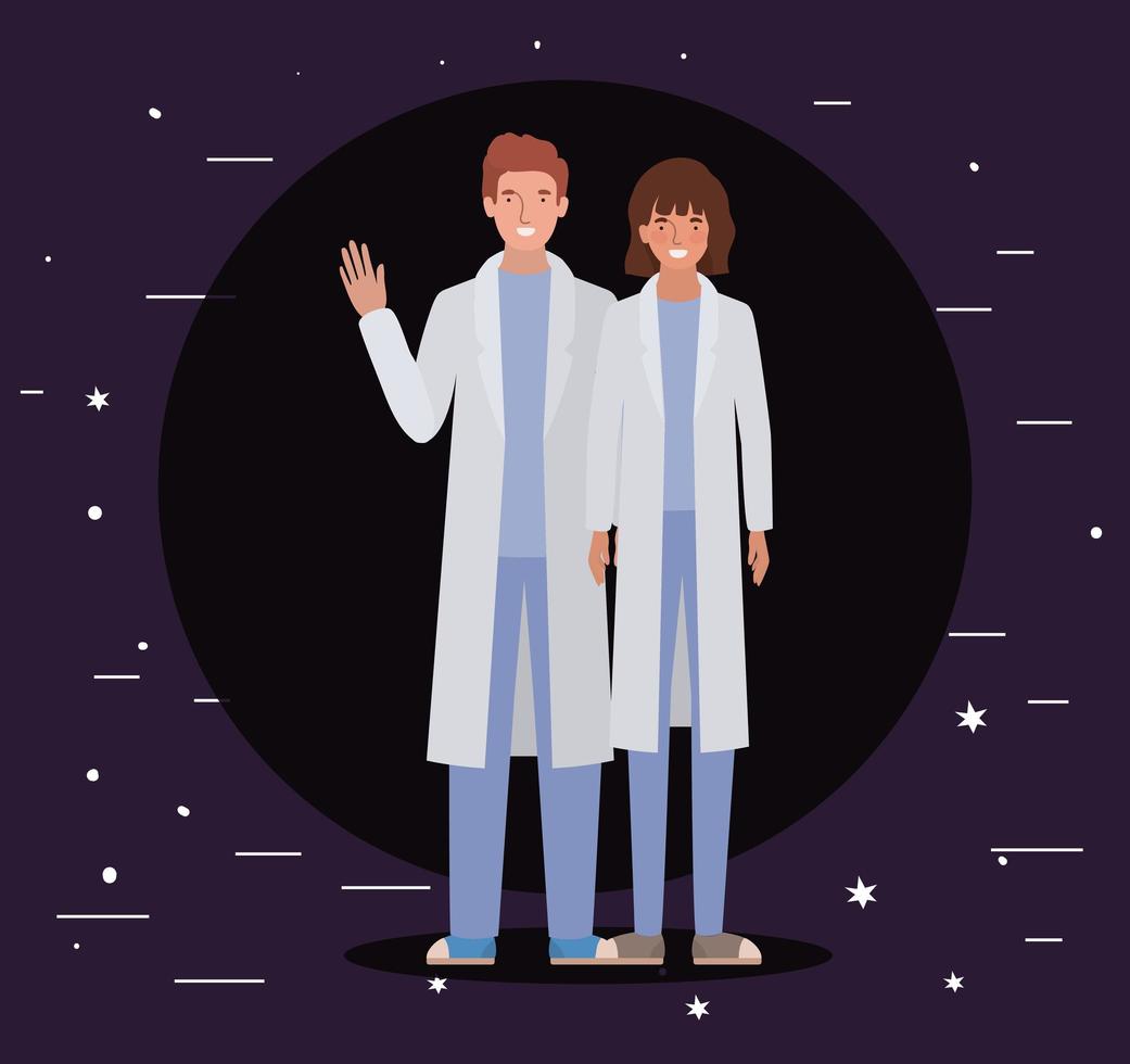 Man and woman doctor with uniforms design vector