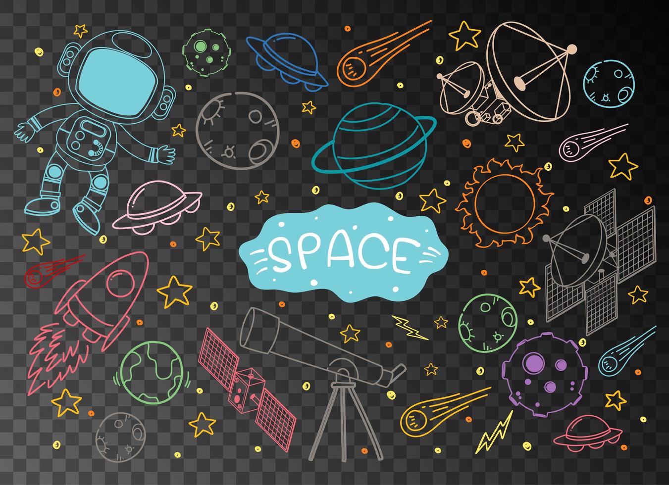 Space element in doodle or sketch style vector