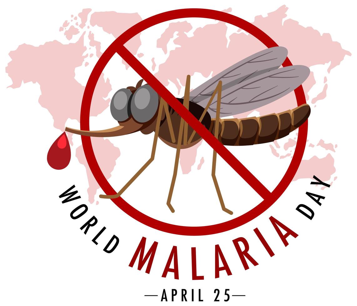 World Malaria Day banner with no mosquito sign vector