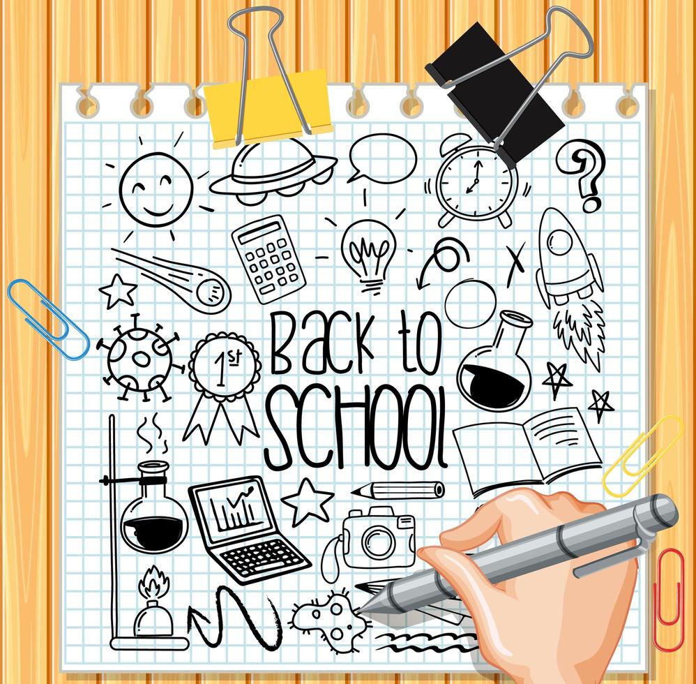 School element in doodle or sketch style on paper vector