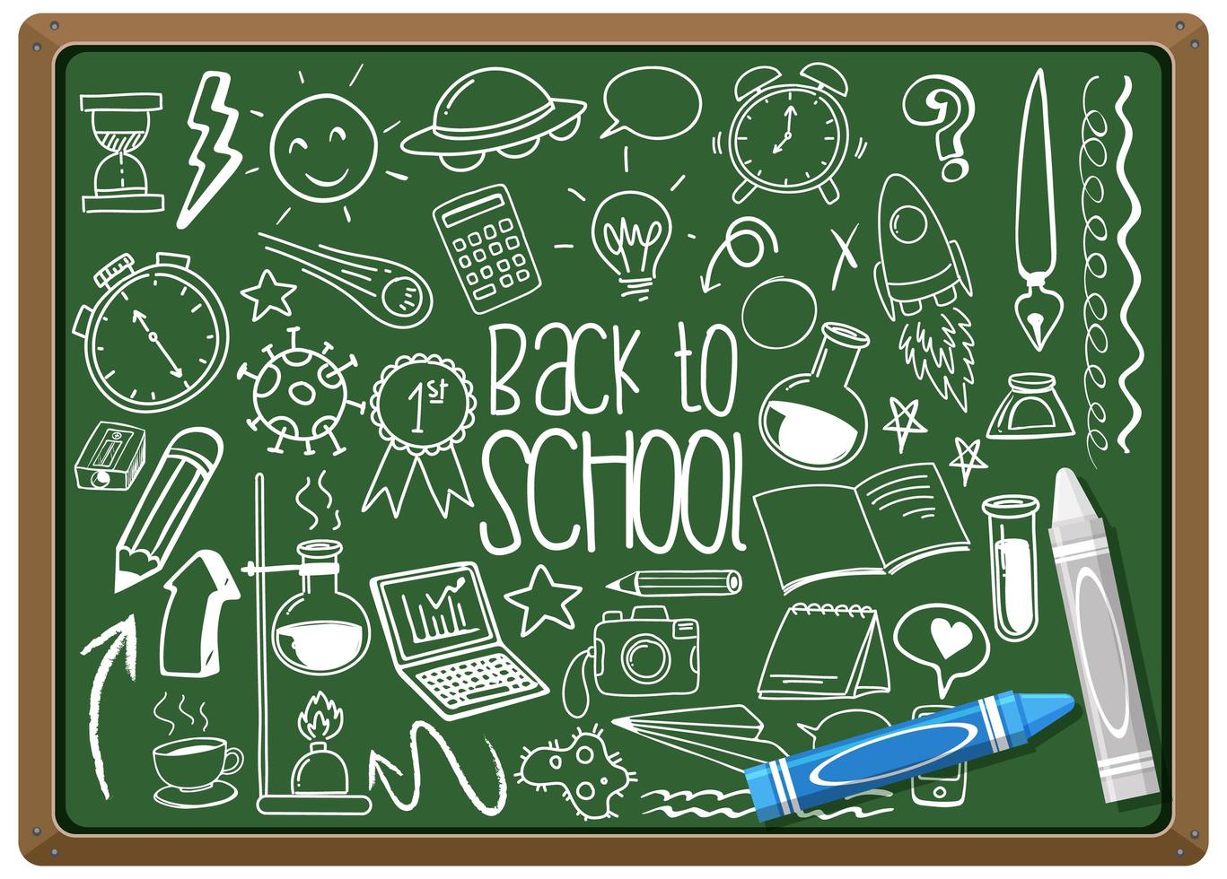 Hand drawn school element on chalkboard vector