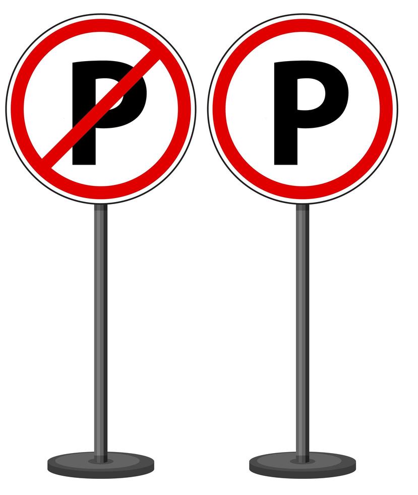 Parking and no parking signs with stand vector