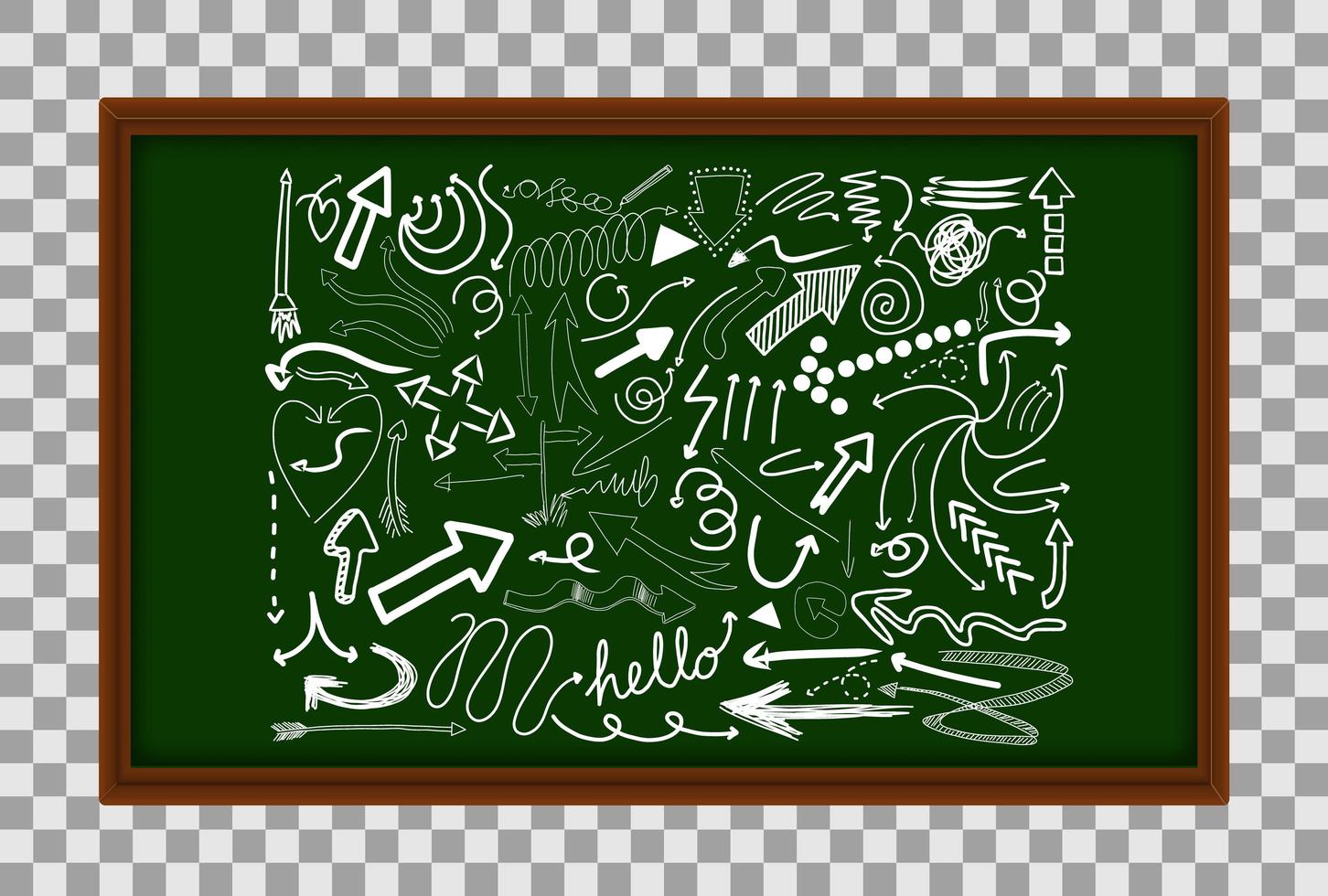 Different doodle strokes on green board vector