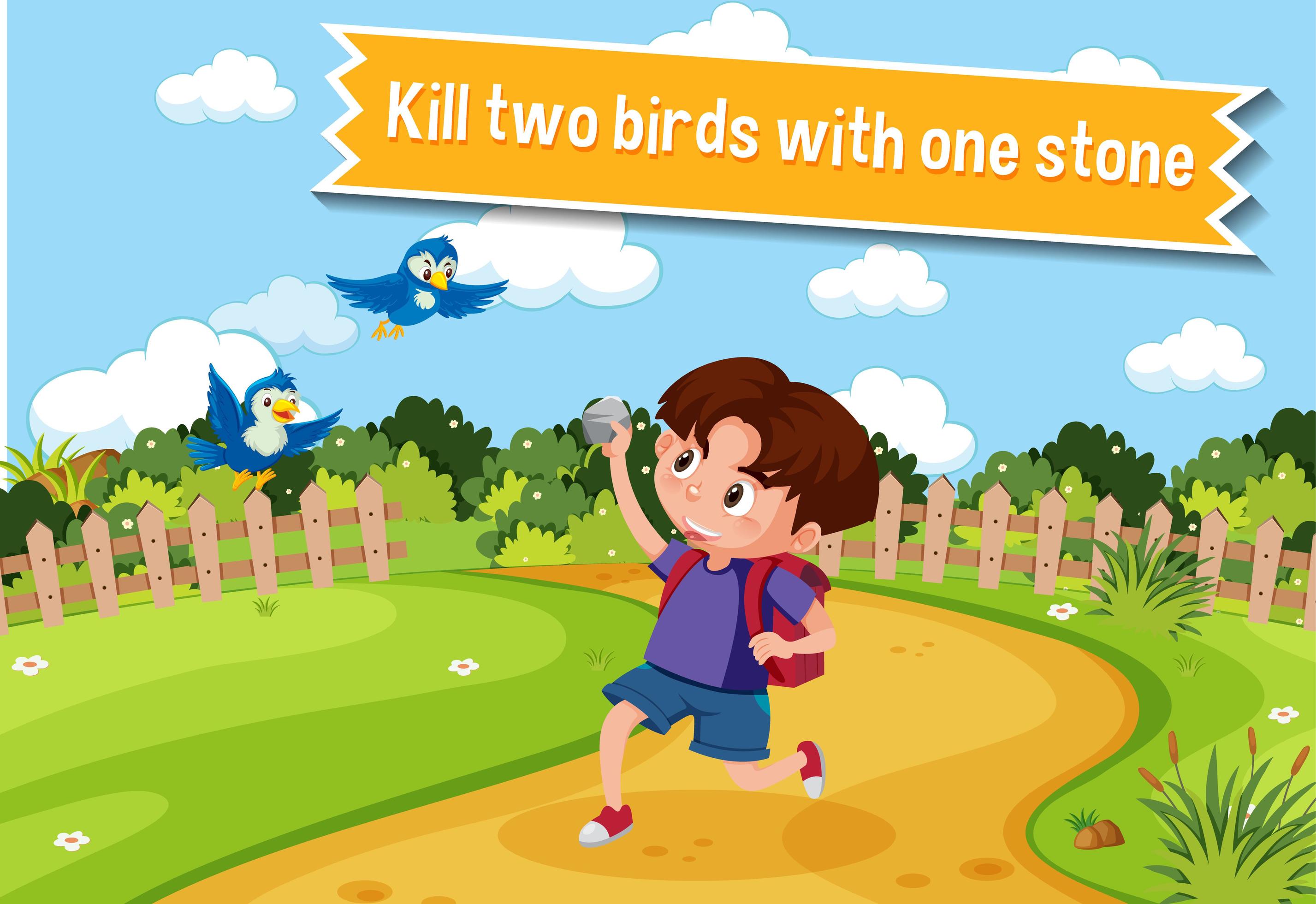 Comedian Kill Two Birds With One Stone English idiom kill two birds with one stone 1783943 Vector Art at Vecteezy