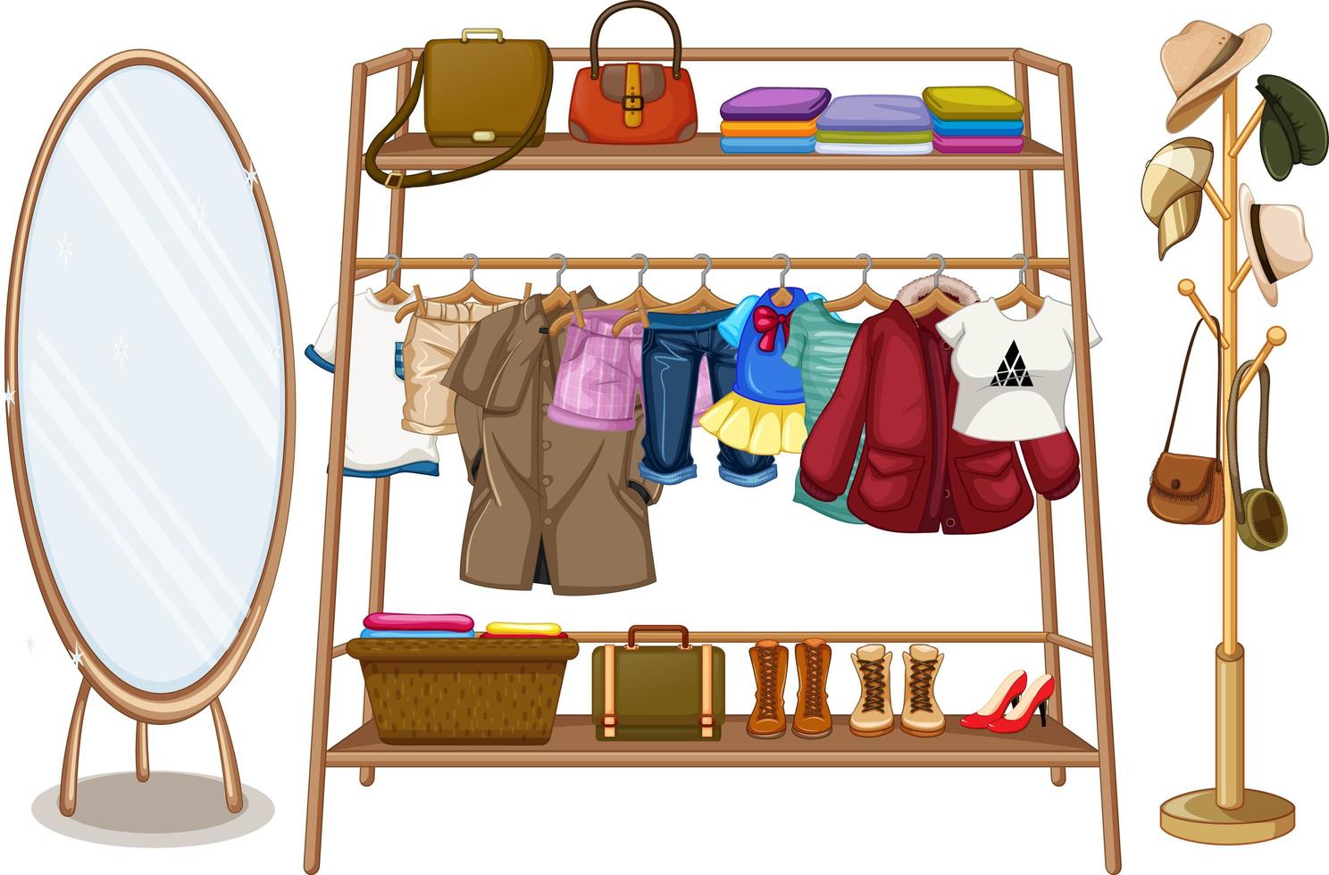 Clothes hanging on a clothesline with accessories vector