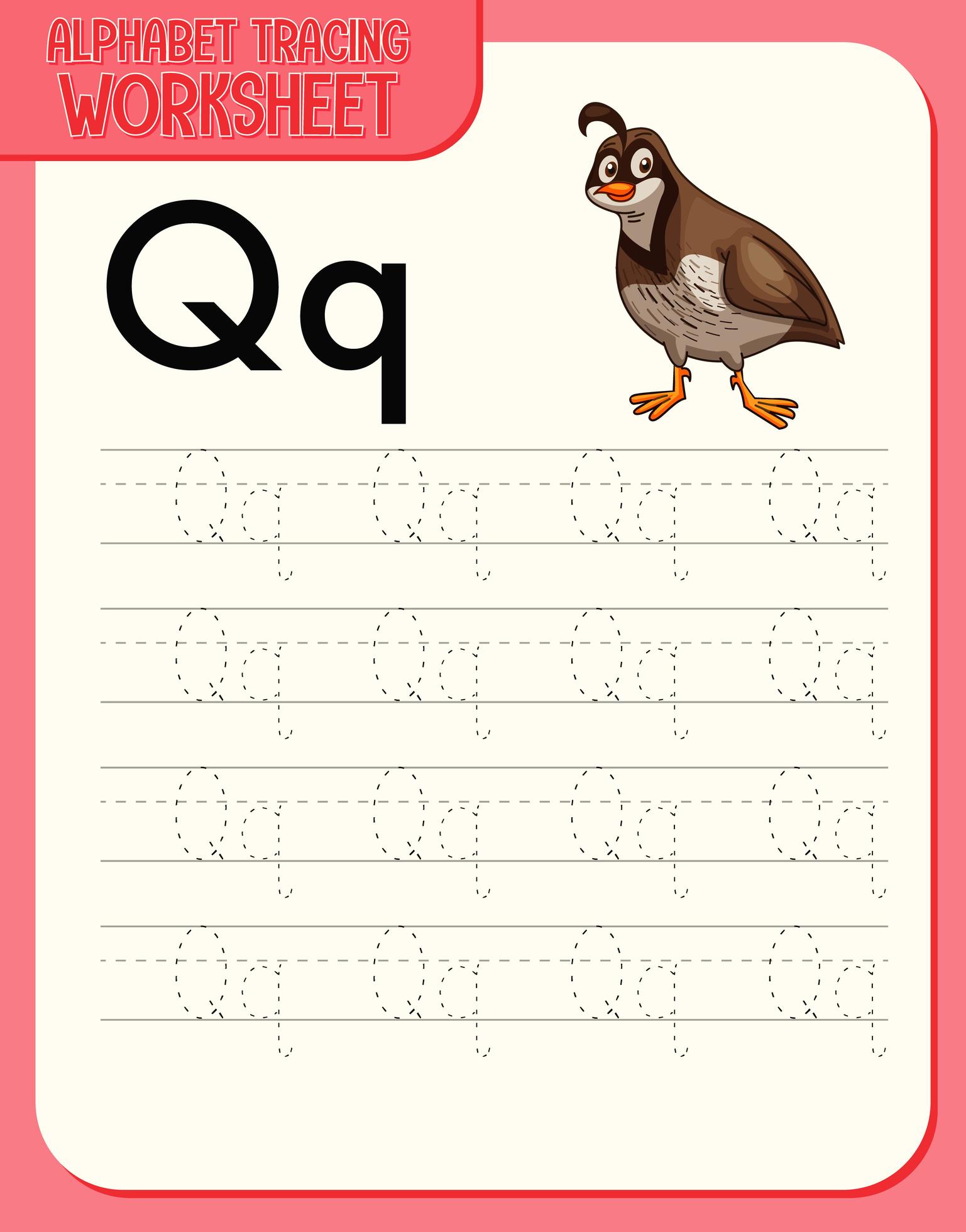 alphabet tracing worksheet with letter q and q 1783966 vector art at