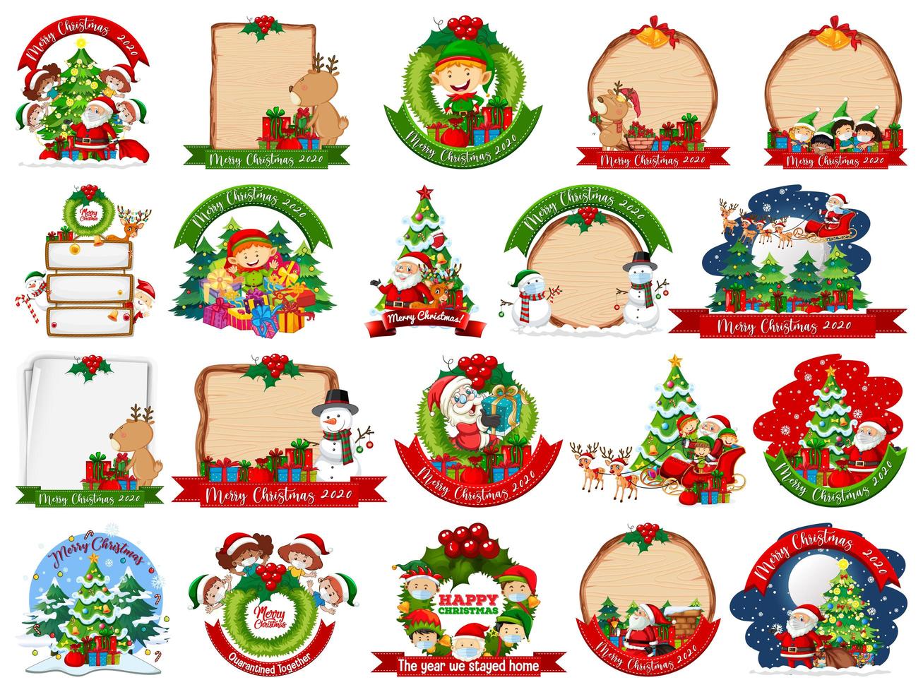 conjunto de plantillas de tarjetas de navidad en blanco vector