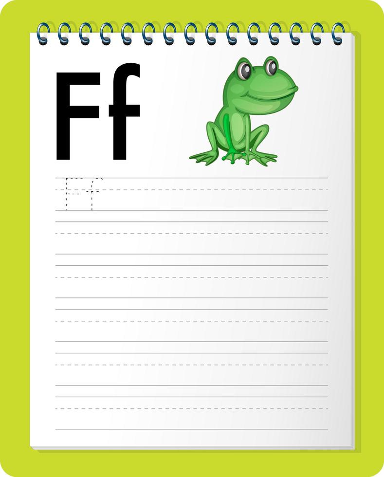 Alphabet tracing worksheet with letter F and f vector