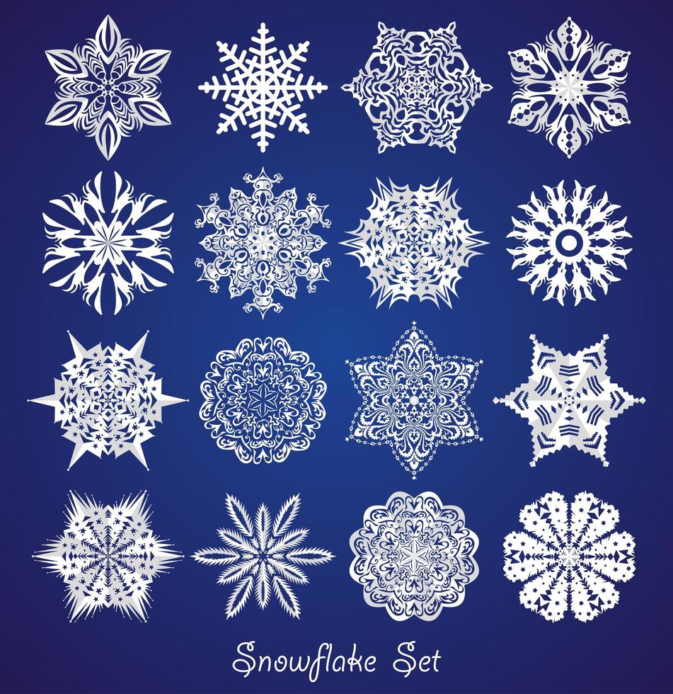 Fondo de Navidad y año nuevo conjunto de snowwlake. vector