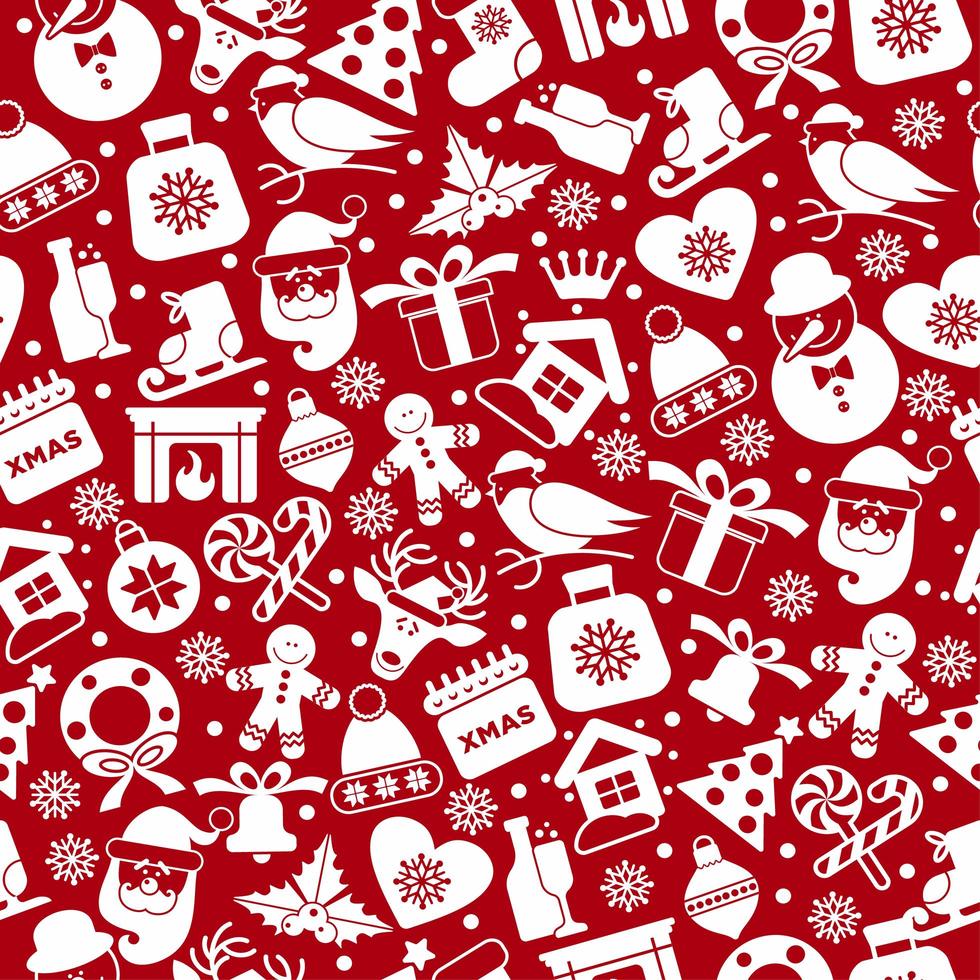 Christmas seamless pattern of icons of flat style vector