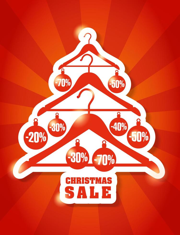 Christmas and new year background sale on the tree. vector