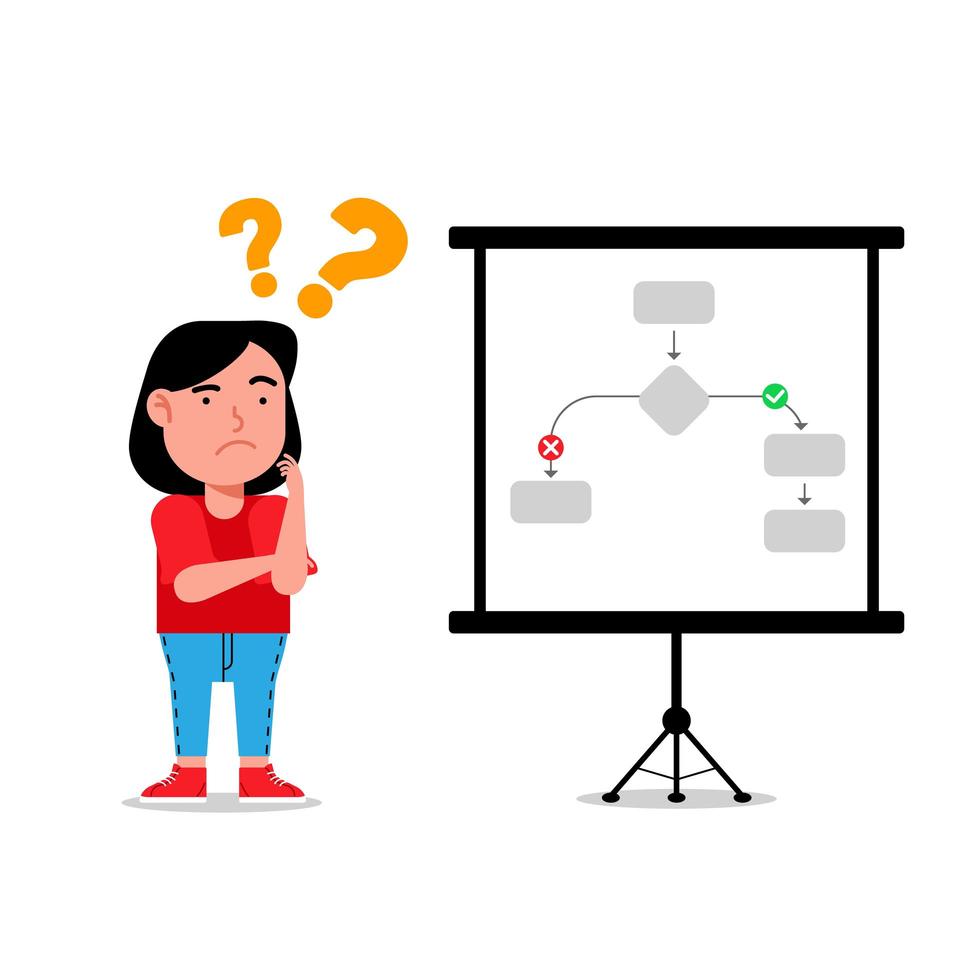 Cute Girl Thinking And Confused During Presentation vector